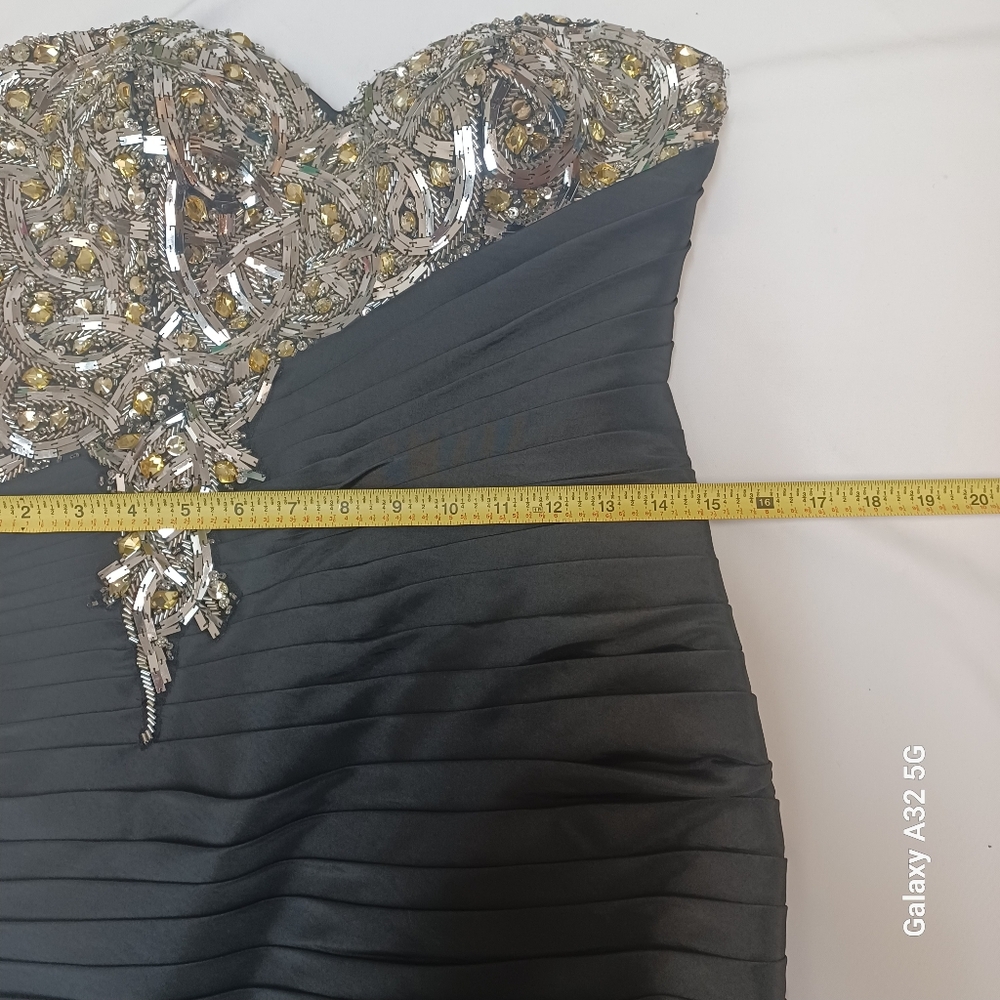 Kiss Kiss Formal Black and Silver Strapless Dress Women Size 10 - Picture 13 of 16
